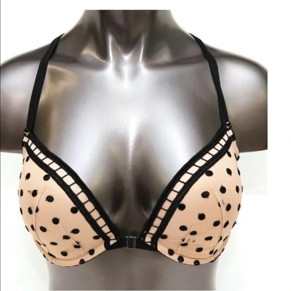 Victoria secret nude black polka dots lace bra